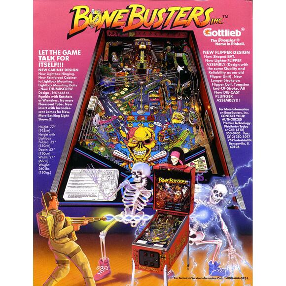 Bonebusters Inc Pinball FLYER Original 1989 NOS Art Vintage Horror Halloween - Picture 1 of 2